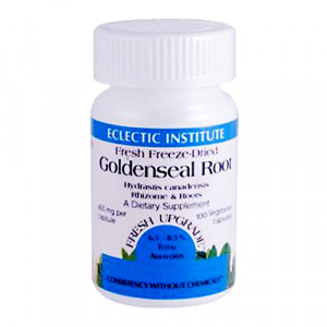 ECLECTIC INSTITUTE® Fresh Freeze-Dried Goldenseal Root is a dietary supplement containing extracts from the Goldenseal Root to enhance the performance of the body's digestion system.