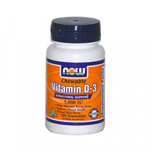 NOW Chewable Vitamin D-3 (5000IU) Mint 120 chews